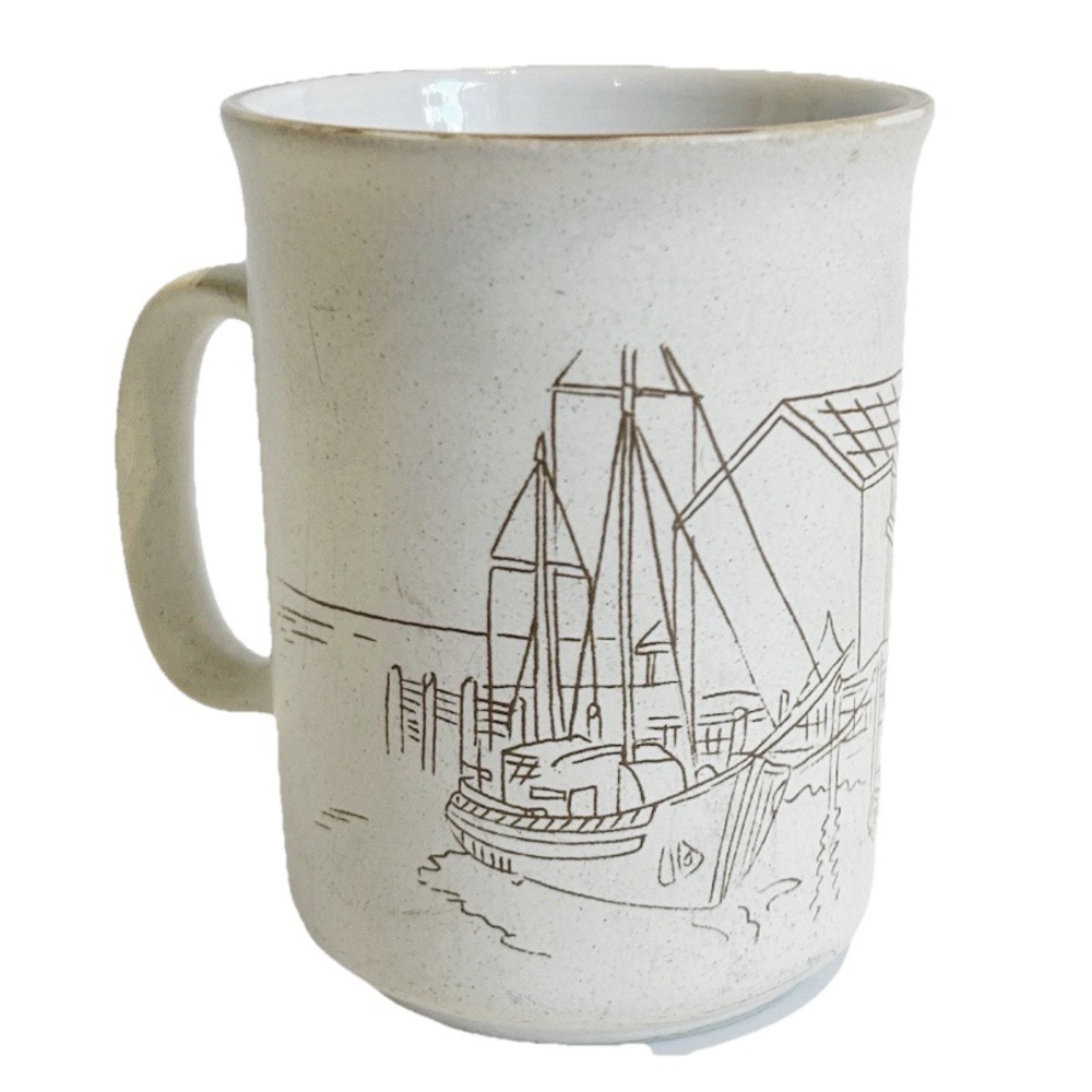 Coree Hand Crafted Collection Manoir Tall Ship Boat Ceramic Stoneware Coffee Mug